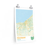 Cleveland Ohio City Street Map Poster-Allegiant Goods Co. Vintage Sports Apparel