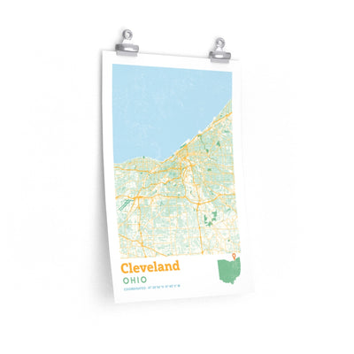 Cleveland Ohio City Street Map Poster-12″ × 18″-Allegiant Goods Co. Vintage Sports Apparel