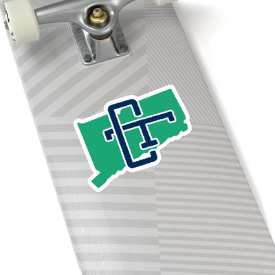 Connecticut Home State Sticker (Green & Navy Blue)-6x6"-Allegiant Goods Co. Vintage Sports Apparel