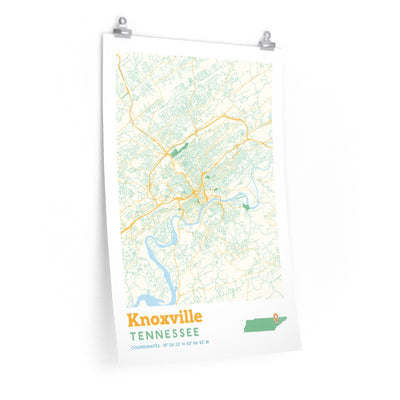Knoxville Tennessee City Street Map Poster-20″ × 30″-Allegiant Goods Co. Vintage Sports Apparel