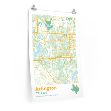 Arlington Texas City Street Map Poster-Allegiant Goods Co. Vintage Sports Apparel