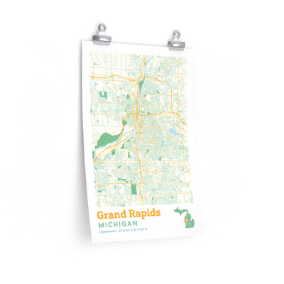 Grand Rapids Michigan City Street Map Poster-12″ × 18″-Allegiant Goods Co. Vintage Sports Apparel
