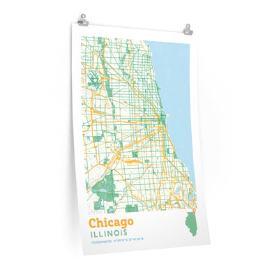 Chicago Illinois City Street Map Poster-24″ × 36″-Allegiant Goods Co. Vintage Sports Apparel