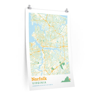 Norfolk Virginia City Street Map Poster-Allegiant Goods Co. Vintage Sports Apparel