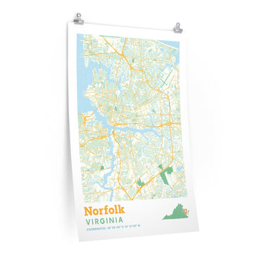 Norfolk Virginia City Street Map Poster-Allegiant Goods Co. Vintage Sports Apparel