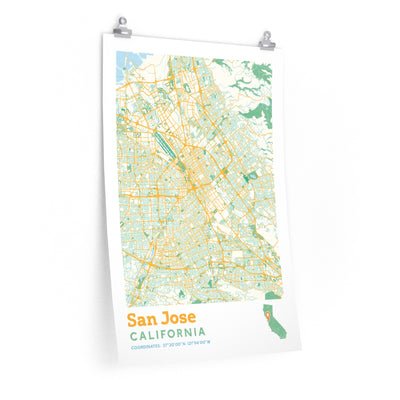 San Jose California City Street Map Poster-20″ × 30″-Allegiant Goods Co. Vintage Sports Apparel
