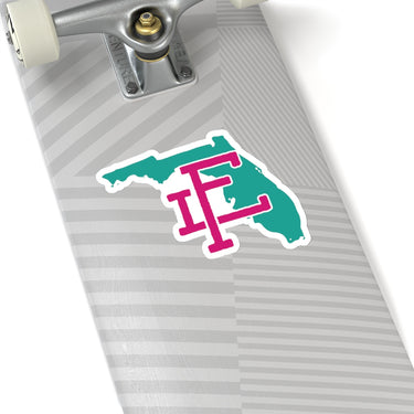 Florida Home State Sticker (Pink & Teal)-6x6"-Allegiant Goods Co. Vintage Sports Apparel