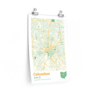 Columbus Ohio City Street Map Poster-12″ × 18″-Allegiant Goods Co. Vintage Sports Apparel