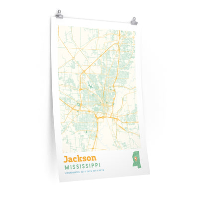 Jackson Mississippi City Street Map Poster-24″ × 36″-Allegiant Goods Co. Vintage Sports Apparel