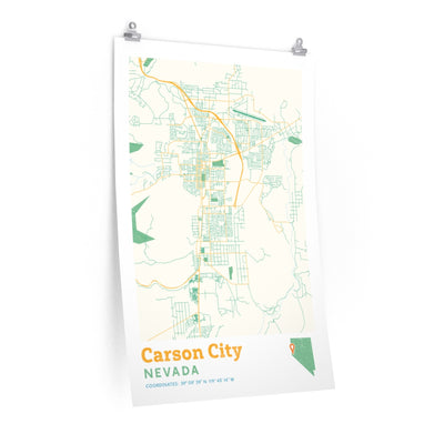Carson City Nevada City Street Map Poster-24″ × 36″-Allegiant Goods Co. Vintage Sports Apparel