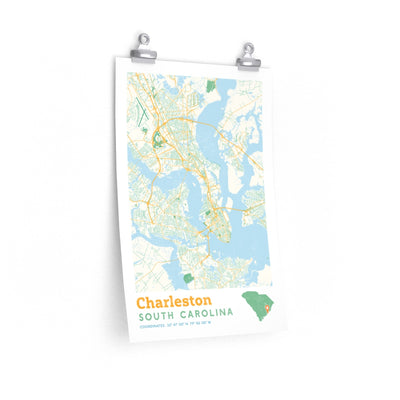 Charleston South Carolina City Street Map Poster-12″ × 18″-Allegiant Goods Co. Vintage Sports Apparel