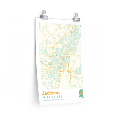Jackson Mississippi City Street Map Poster-12″ × 18″-Allegiant Goods Co. Vintage Sports Apparel