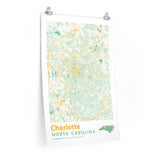 Charlotte North Carolina City Street Map Poster-Allegiant Goods Co. Vintage Sports Apparel