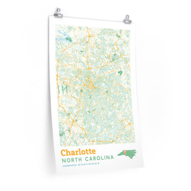 Charlotte North Carolina City Street Map Poster-Allegiant Goods Co. Vintage Sports Apparel