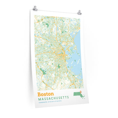 Boston Massachusetts City Street Map Poster-24″ × 36″-Allegiant Goods Co. Vintage Sports Apparel