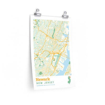 Newark New Jersey City Street Map Poster-12″ × 18″-Allegiant Goods Co. Vintage Sports Apparel