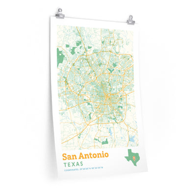 San Antonio Texas City Street Map Poster-20″ × 30″-Allegiant Goods Co. Vintage Sports Apparel