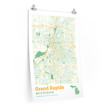 Grand Rapids Michigan City Street Map Poster-Allegiant Goods Co. Vintage Sports Apparel