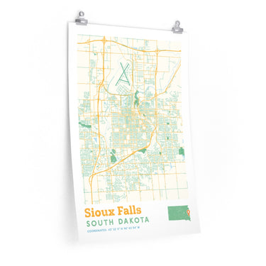 Sioux Falls South Dakota City Street Map Poster-Allegiant Goods Co. Vintage Sports Apparel