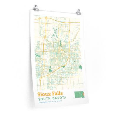 Sioux Falls South Dakota City Street Map Poster-20″ × 30″-Allegiant Goods Co. Vintage Sports Apparel