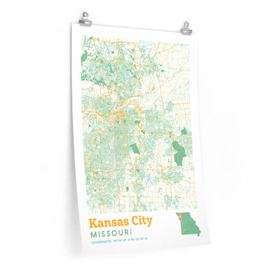Kansas City Missouri City Street Map Poster-20″ × 30″-Allegiant Goods Co. Vintage Sports Apparel