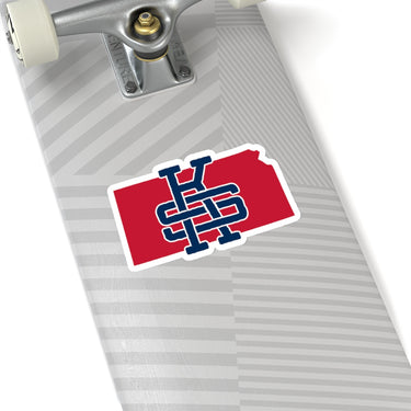 Kansas Home State Sticker (Red & Navy Blue)-Allegiant Goods Co. Vintage Sports Apparel