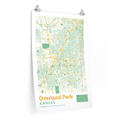 Overland Park Kansas City Street Map Poster-20″ × 30″-Allegiant Goods Co. Vintage Sports Apparel