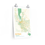 El Paso Texas City Street Map Poster-Allegiant Goods Co. Vintage Sports Apparel