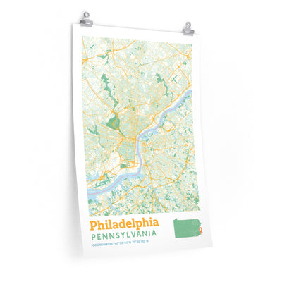 Philadelphia Pennsylvania City Street Map Poster-20″ × 30″-Allegiant Goods Co. Vintage Sports Apparel
