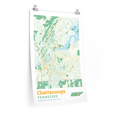 Chattanooga Tennessee City Street Map Poster-20″ × 30″-Allegiant Goods Co. Vintage Sports Apparel