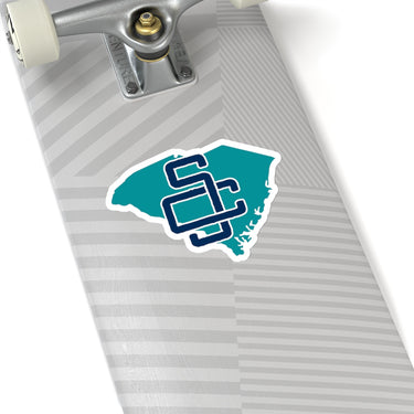 South Carolina Home State Sticker (Teal & Navy Blue)-6x6"-Allegiant Goods Co. Vintage Sports Apparel