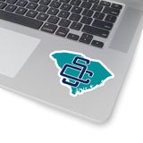 South Carolina Home State Sticker (Teal & Navy Blue)-4x4"-Allegiant Goods Co. Vintage Sports Apparel