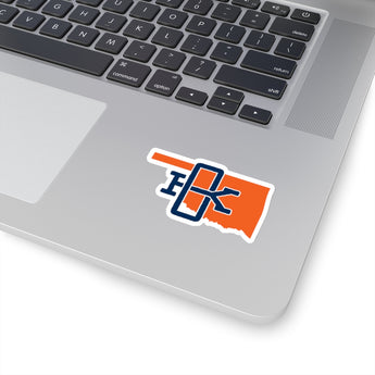 Oklahoma Home State Sticker (Orange & Navy Blue)-Allegiant Goods Co. Vintage Sports Apparel