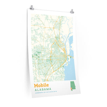 Mobile Alabama City Street Map Poster-24″ × 36″-Allegiant Goods Co. Vintage Sports Apparel