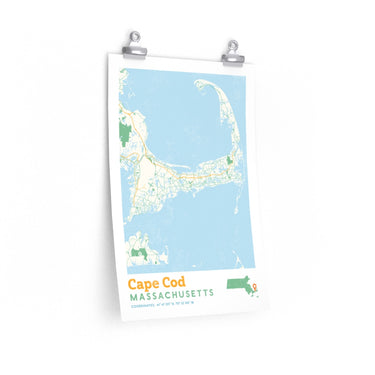 Cape Cod Massachusetts City Street Map Poster-Allegiant Goods Co. Vintage Sports Apparel