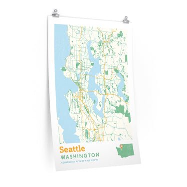 Seattle Washington City Street Map Poster-Allegiant Goods Co. Vintage Sports Apparel