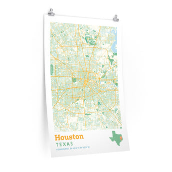 Houston Texas City Street Map Poster-24″ × 36″-Allegiant Goods Co. Vintage Sports Apparel