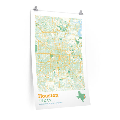 Houston Texas City Street Map Poster-24″ × 36″-Allegiant Goods Co. Vintage Sports Apparel