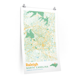Raleigh North Carolina City Street Map Poster-Allegiant Goods Co. Vintage Sports Apparel