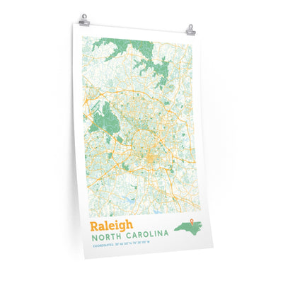 Raleigh North Carolina City Street Map Poster-24″ × 36″-Allegiant Goods Co. Vintage Sports Apparel
