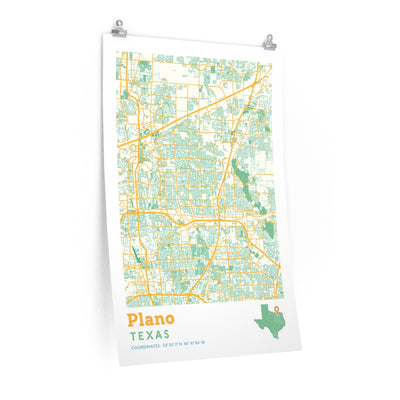 Plano Texas City Street Map Poster-24″ × 36″-Allegiant Goods Co. Vintage Sports Apparel
