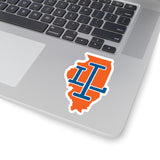 Illinois Home State Sticker (Orange & Royal Blue)-4x4"-Allegiant Goods Co. Vintage Sports Apparel
