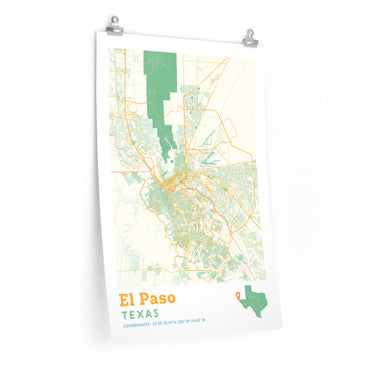 El Paso Texas City Street Map Poster-Allegiant Goods Co. Vintage Sports Apparel
