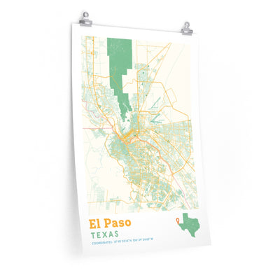 El Paso Texas City Street Map Poster-20″ × 30″-Allegiant Goods Co. Vintage Sports Apparel