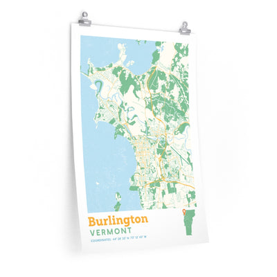 Burlington Vermont Street Map Poster-20″ × 30″-Allegiant Goods Co. Vintage Sports Apparel