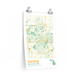 Lansing Michigan City Street Map Poster-Allegiant Goods Co. Vintage Sports Apparel