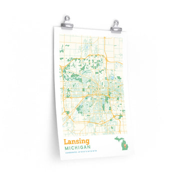 Lansing Michigan City Street Map Poster-Allegiant Goods Co. Vintage Sports Apparel