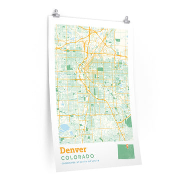 Denver Colorado City Street Map Poster-Allegiant Goods Co. Vintage Sports Apparel