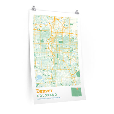 Denver Colorado City Street Map Poster-24″ × 36″-Allegiant Goods Co. Vintage Sports Apparel