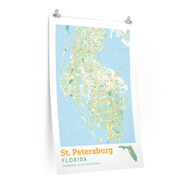 St. Petersburg Florida City Street Map Poster-24″ × 36″-Allegiant Goods Co. Vintage Sports Apparel
